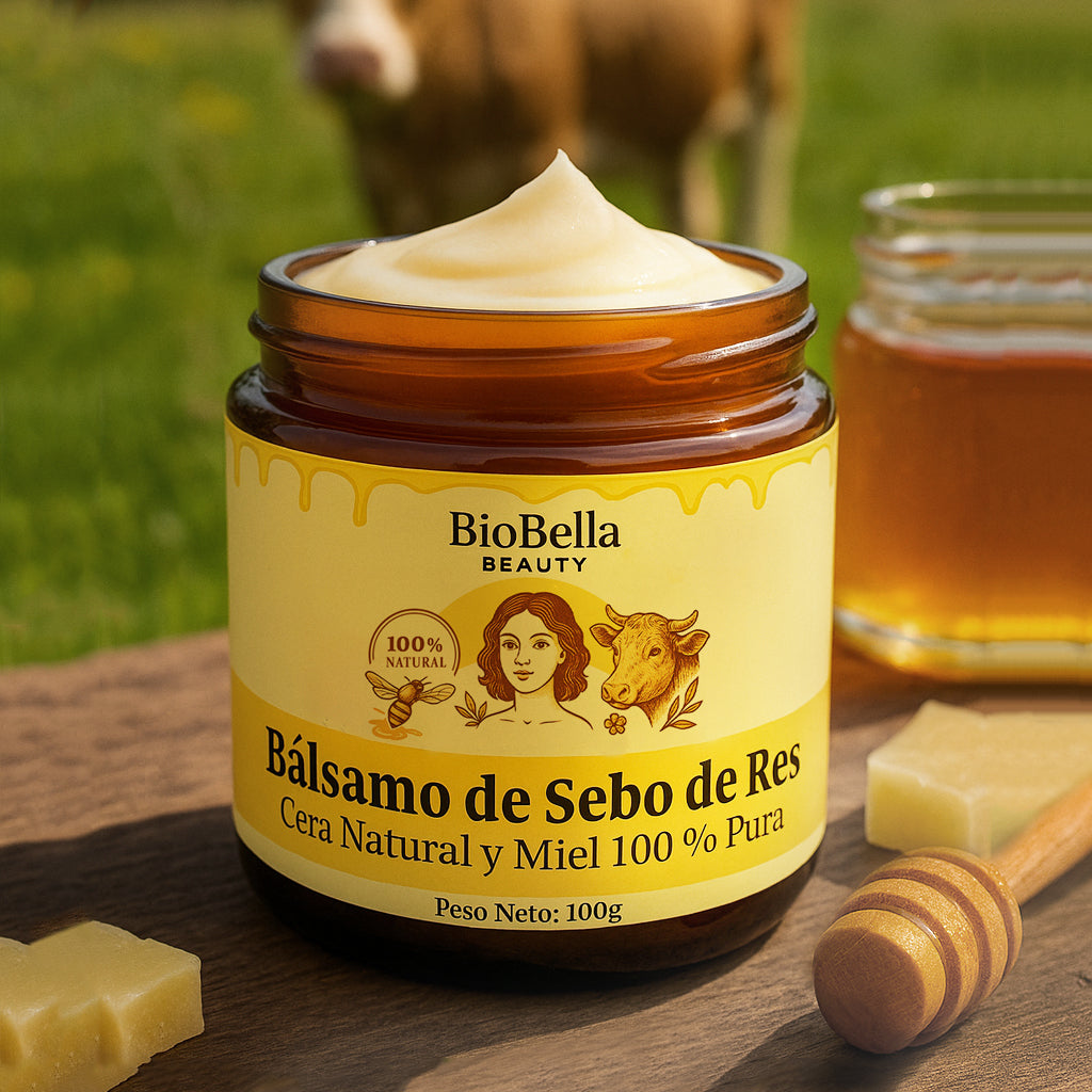 Bálsamo de Sebo de Res con Cera Natural y Miel 100% Pura